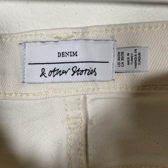 & Other Stories Treasure Cut Wide Leg Jeans Size 30 High Waist Ankle Crop Cream - Picture 3 of 16